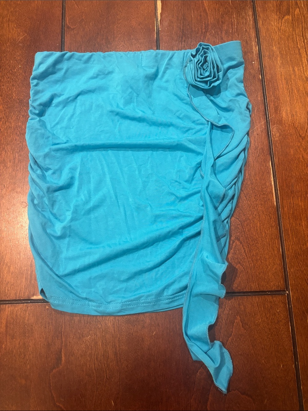SHEIN Turquoise strapless Tank with Rosette